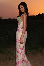 Floral Contrast-Lace Cami Maxi Dress