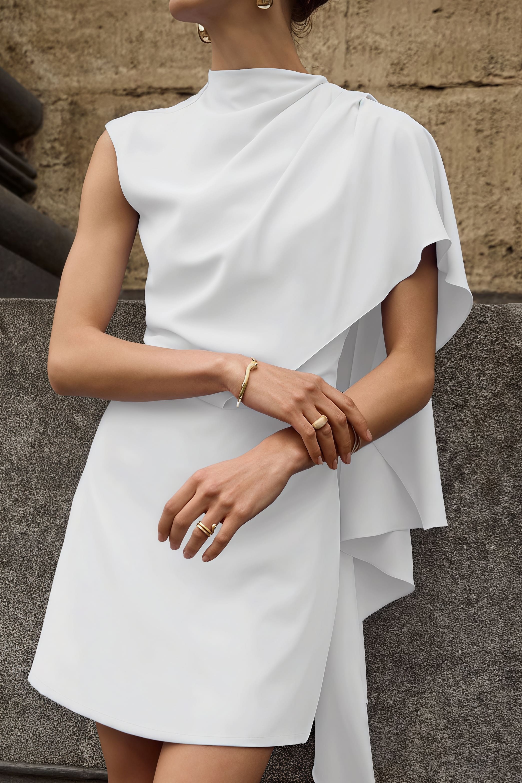Irregular-Hem Sleeveless Mini Dress
