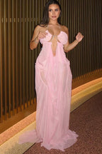 Sheer Tulle Patchwork Prom Dress