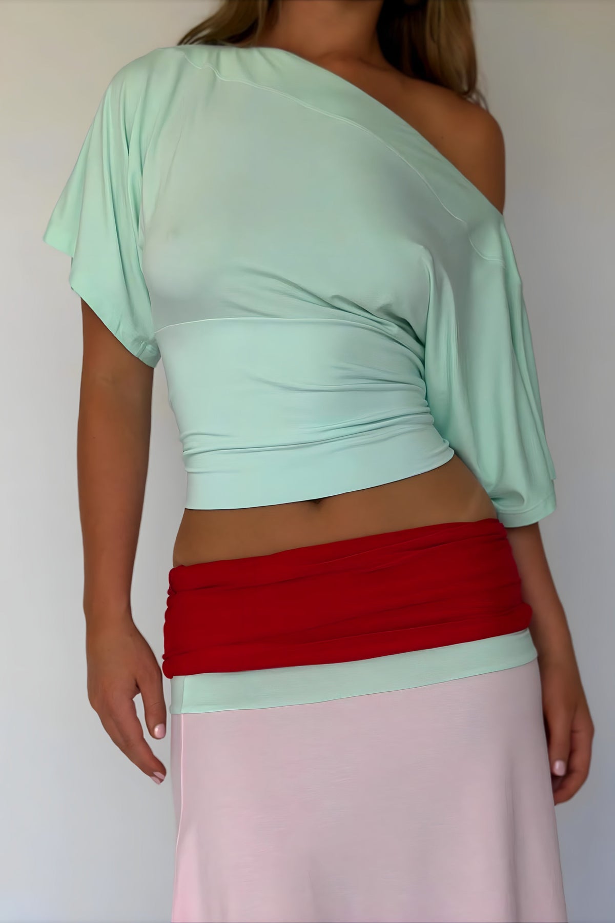 One-Shoulder Cropped Blouse