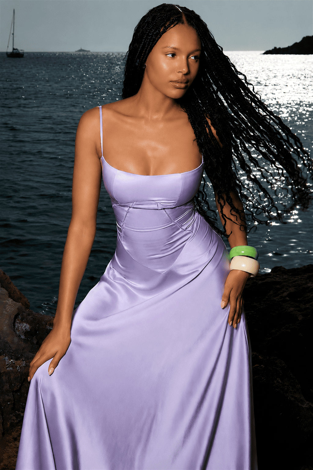 Jacquard Satin Cami Maxi Dress