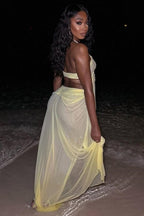 Sheer Tulle Patchwork Prom Dress