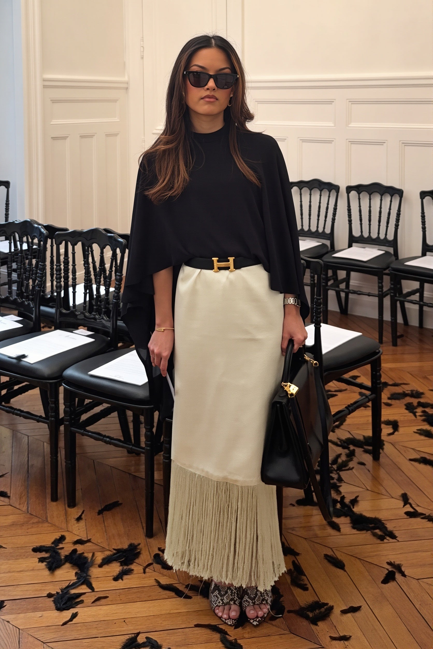 Tassel Straight Midi Skirt