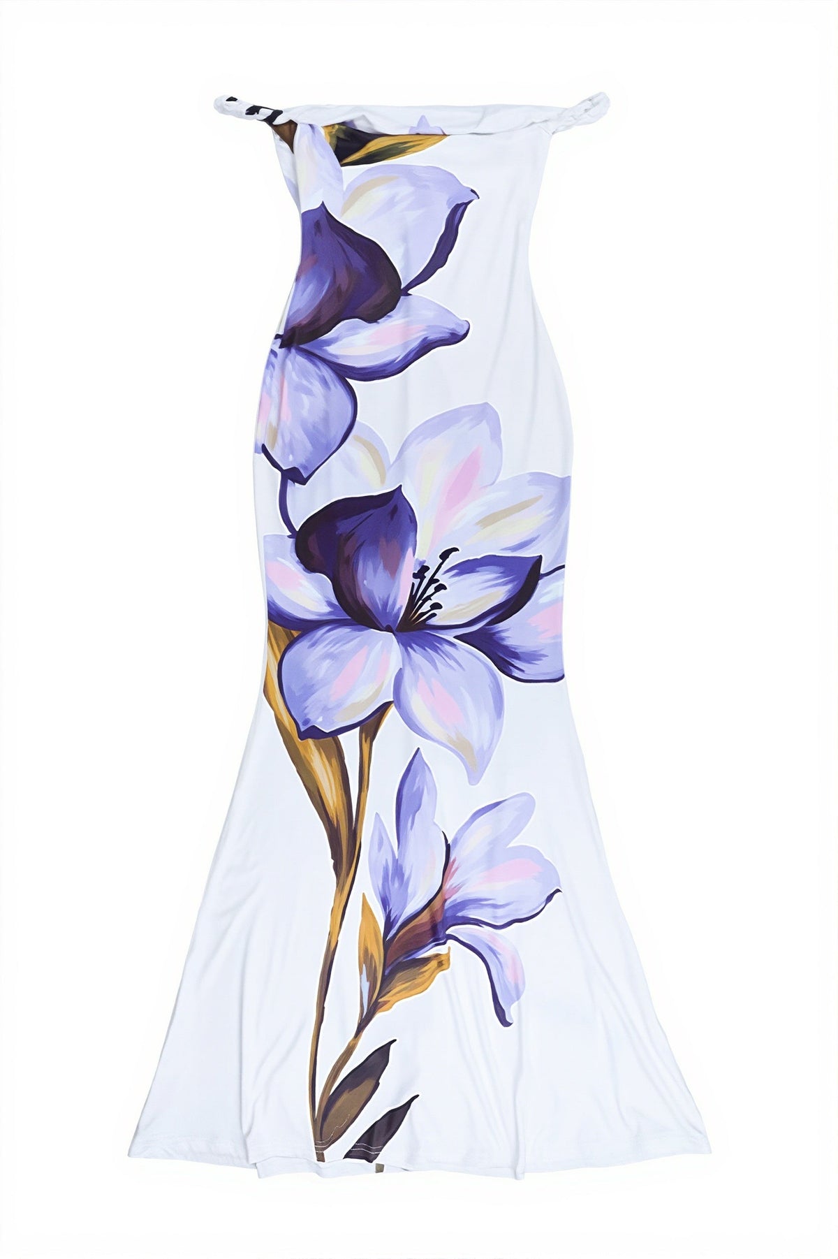 Print Halter Twist-Strap Slim Maxi Dress