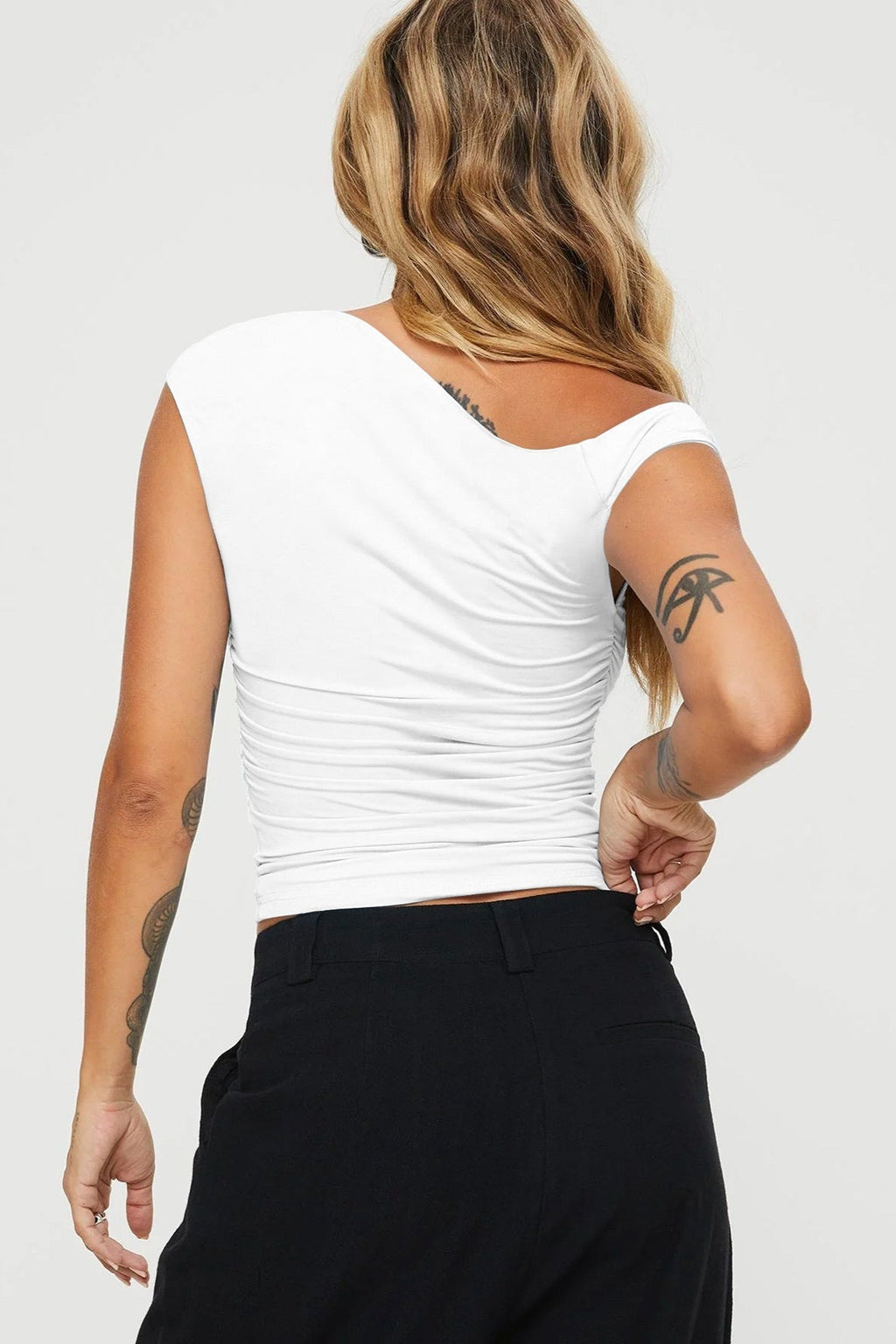 Asymmetric Ruched Slim Blouse