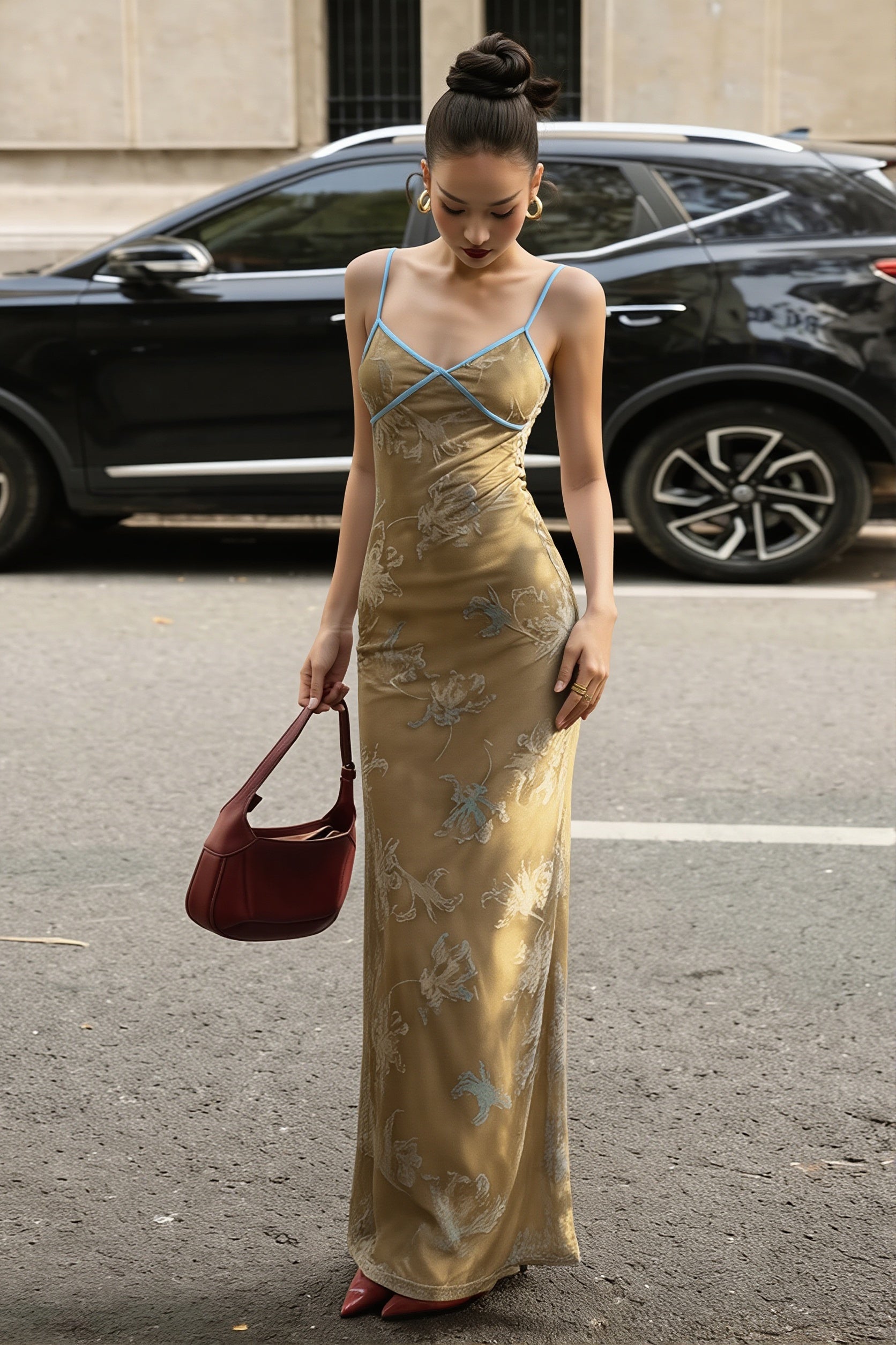 Floral Cami Oriental-Style Maxi Dress