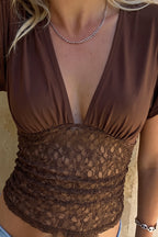 Batwing Lace-Splice Blouse
