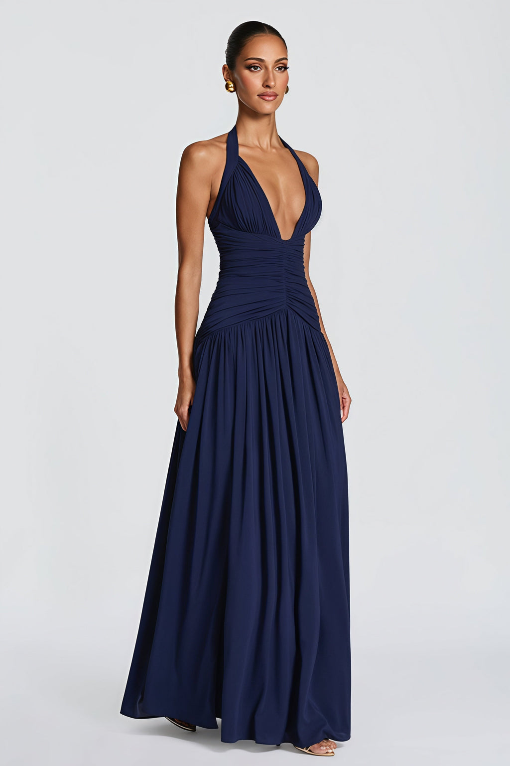 Halter-Neck Slit Backless Maxi Dress