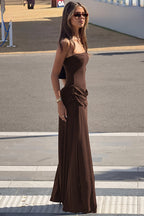 Strapless Ruched Slip Maxi Dress