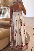Floral High-Waist Swing Boho Dress