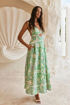 Floral Lace-Splice Boho Dress