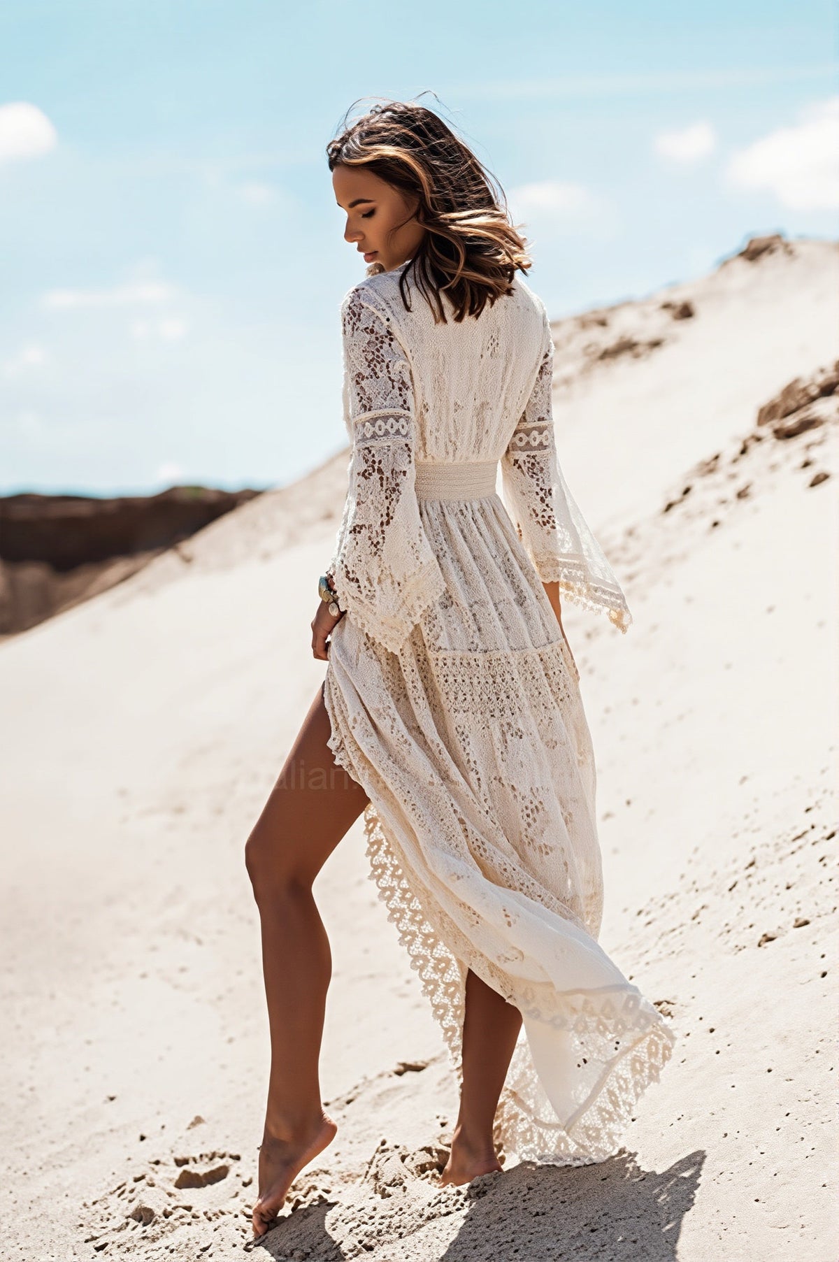Tassel Lace-Splice Boho Dress