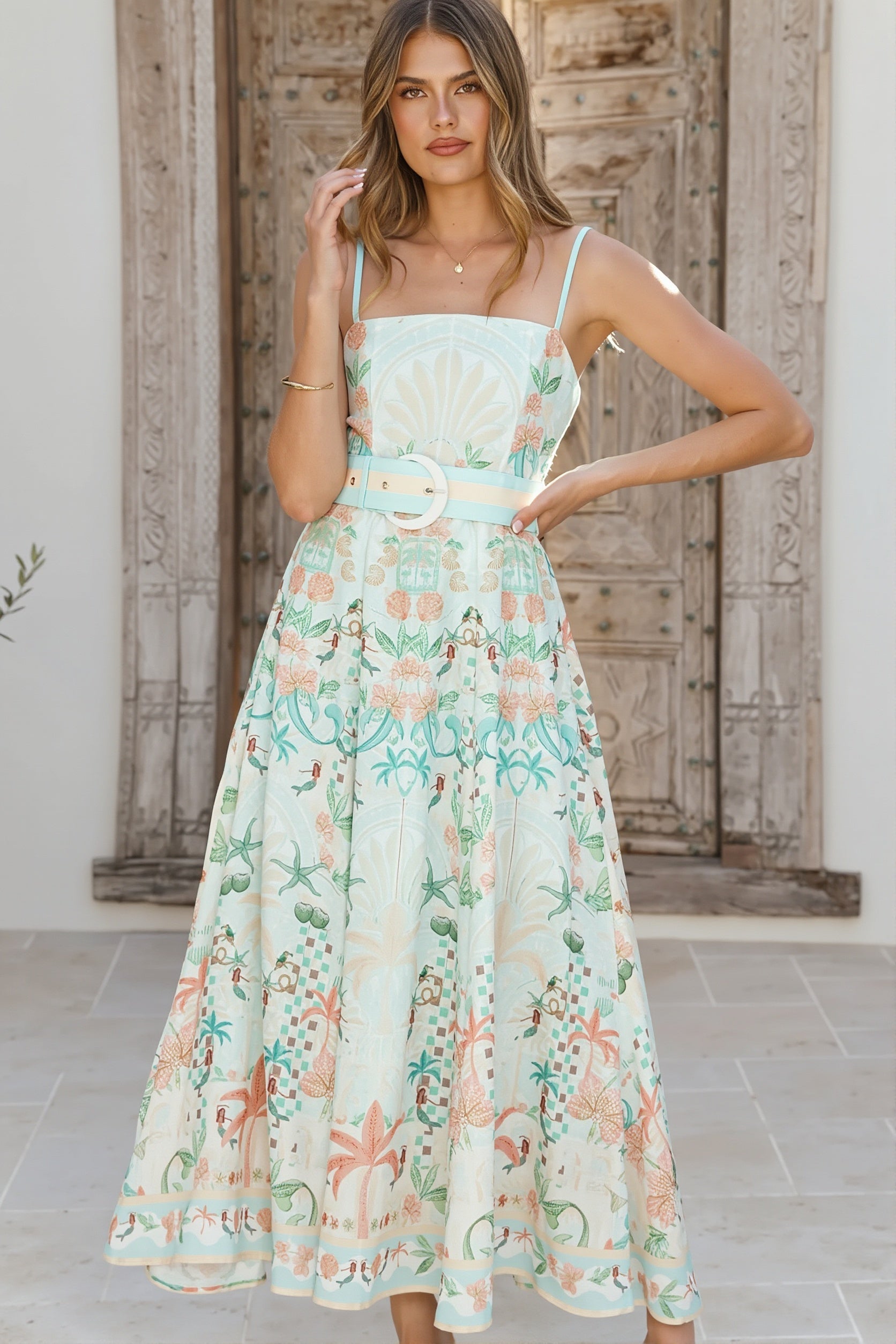 Floral Linen Swing Boho Dress