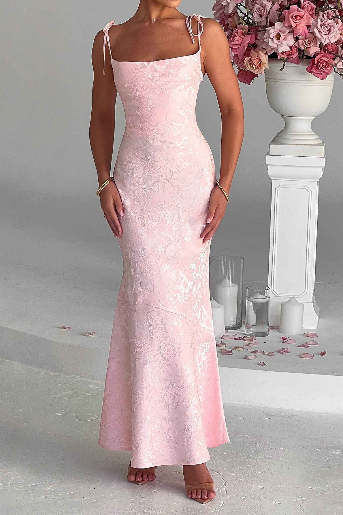 Jacquard Cami Bodycon Maxi Dress