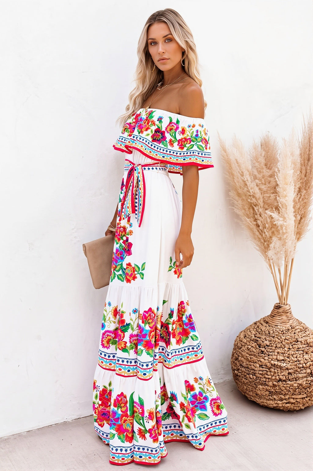 Ruffle Off-Shoulder Boho Dress