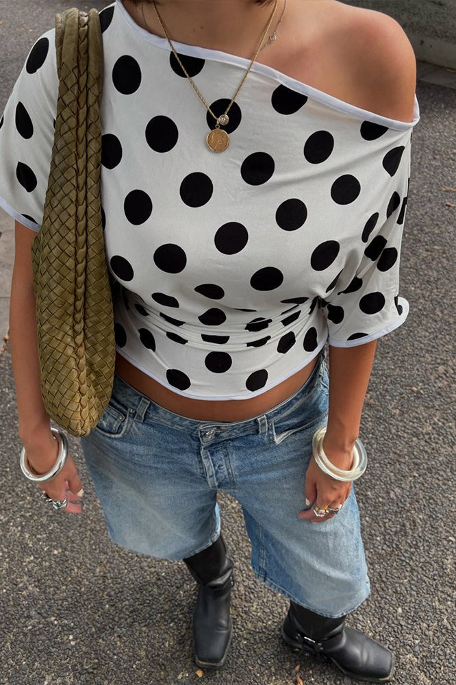 Retro Dot-Print Blouse