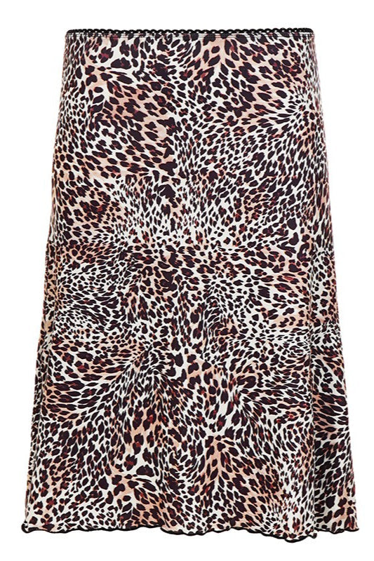 Leopard Mesh Low-Waist Midi Skirt