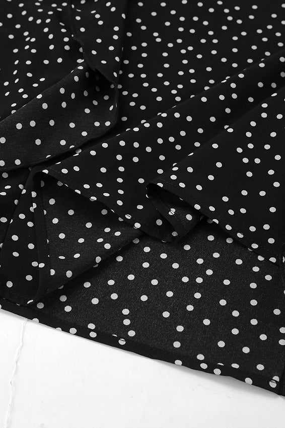 Polka Dot Puff-Sleeve A-Line Maxi Dress