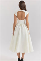 Solid Backless Swing Midi Dress