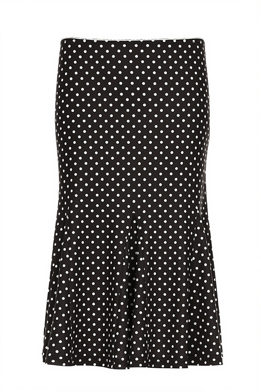 Polka Dot Ruffle-Trim Bodycon Midi Skirt