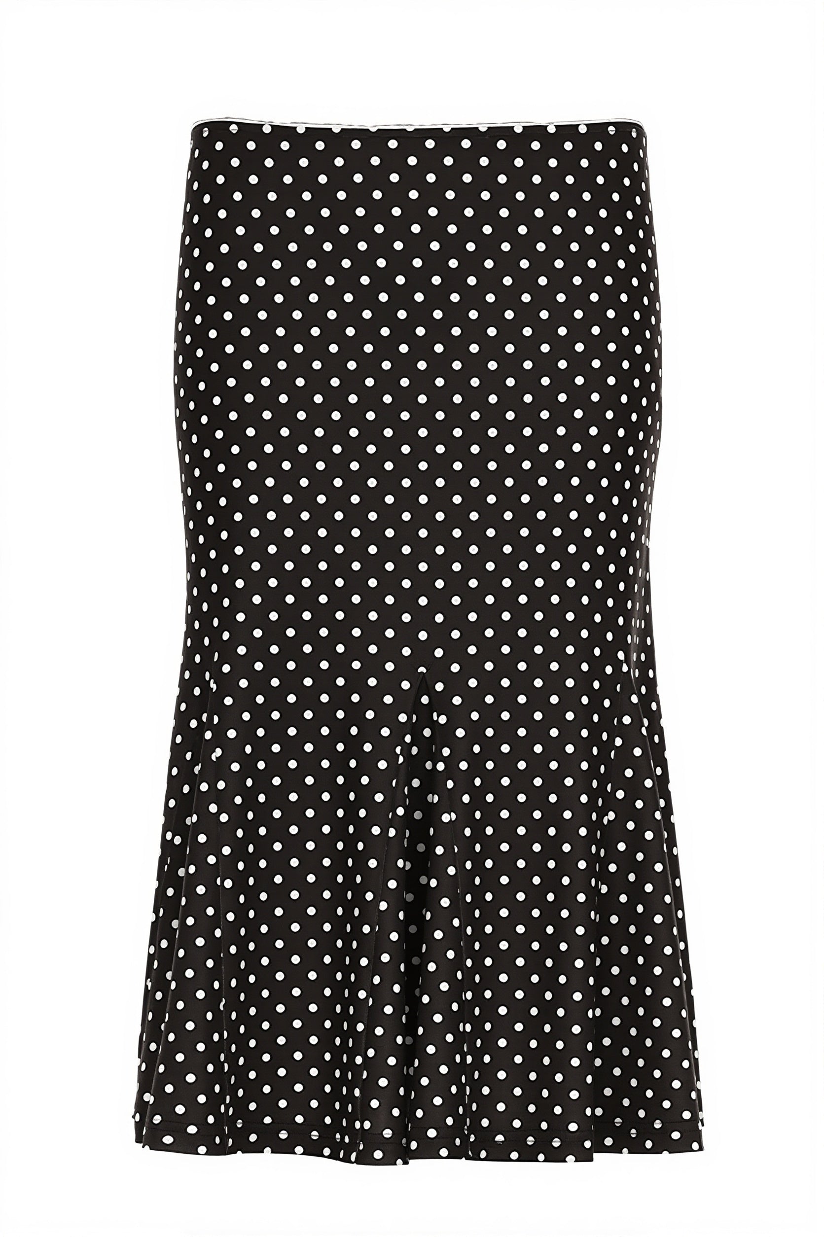 Polka Dot Ruffle-Trim Bodycon Midi Skirt