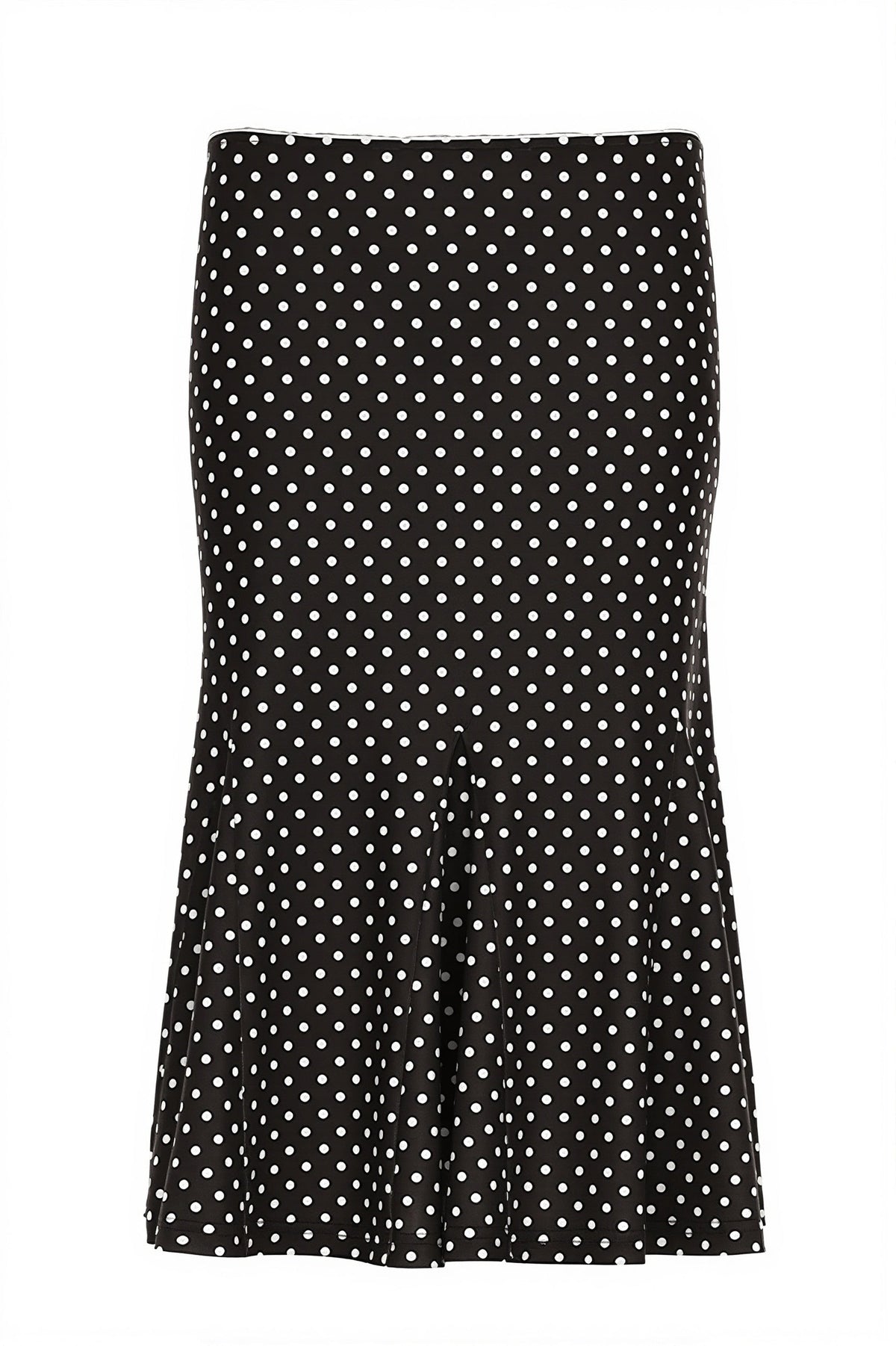 Polka Dot Ruffle-Trim Bodycon Midi Skirt
