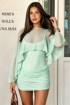 Mesh Shrug Cami Mini Dress