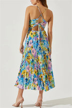 Floral Pleated Cami Maxi Dress