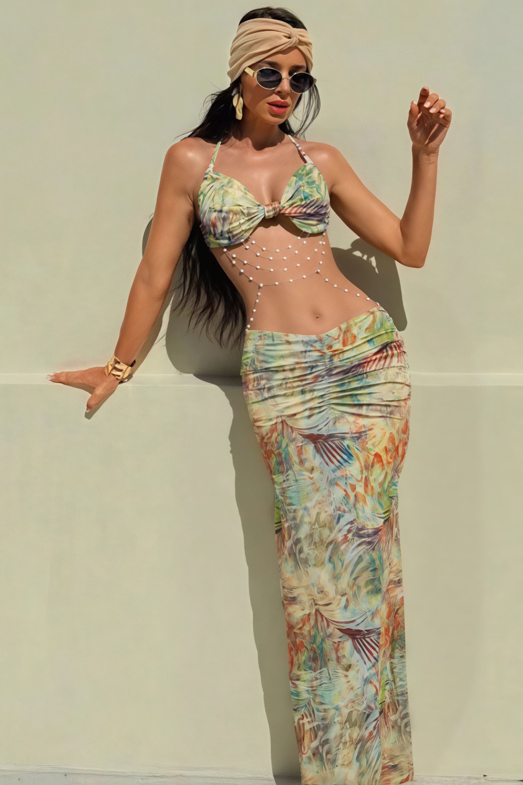 Halter Open-Back Slinky Maxi Dress