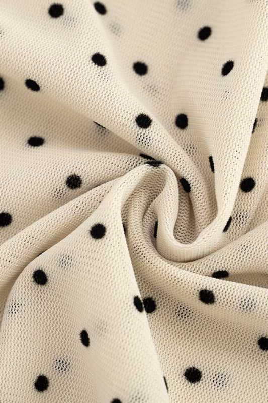 Polka Dot Mesh High-Waist Skirt
