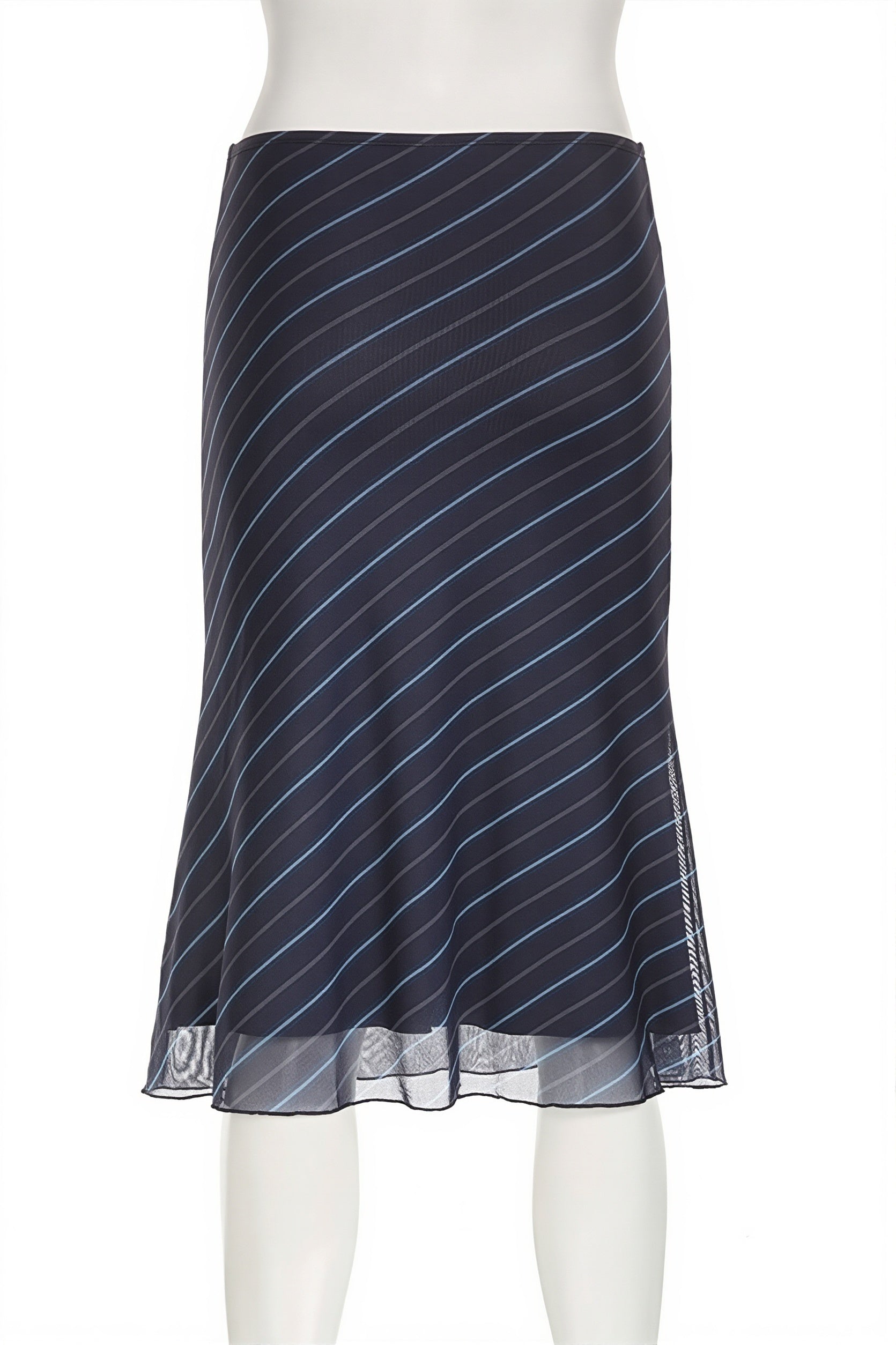 Striped Double-Mesh Skirt