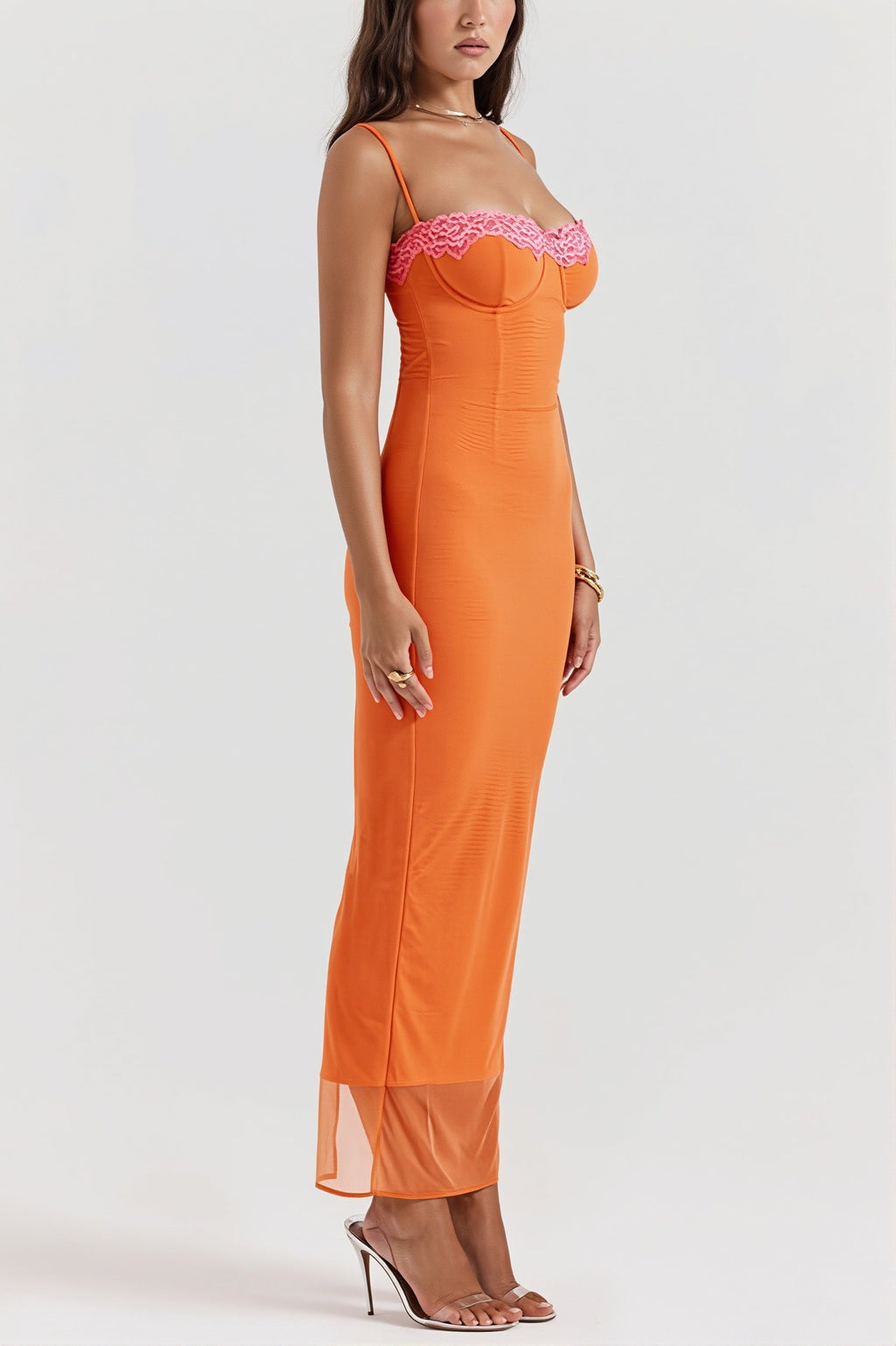 Lace-Trim Wrap Cami Maxi Dress