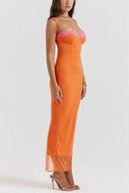 Lace-Trim Wrap Cami Maxi Dress