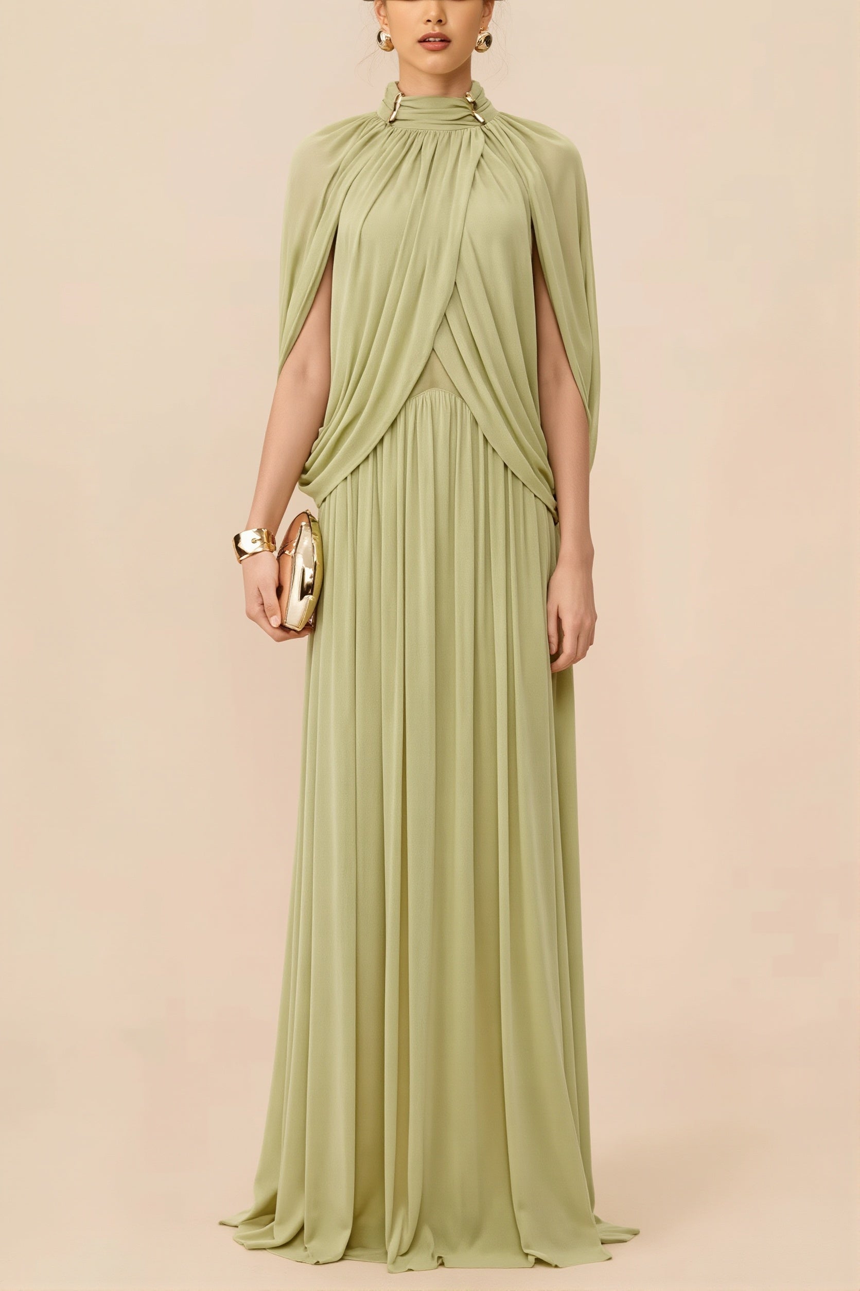 Cross-Front Ruffle Maxi Dress