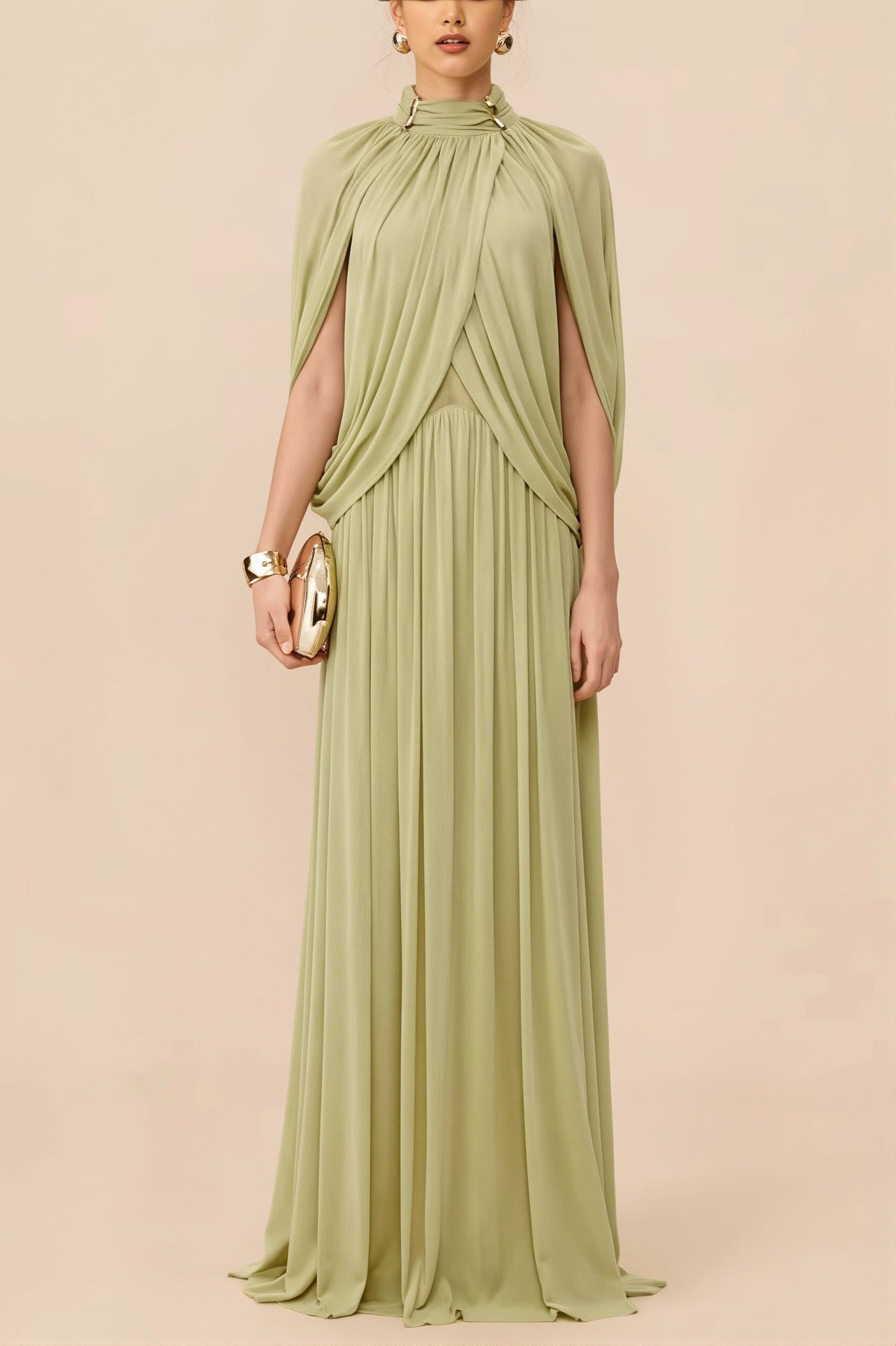 Cross-Front Ruffle Maxi Dress