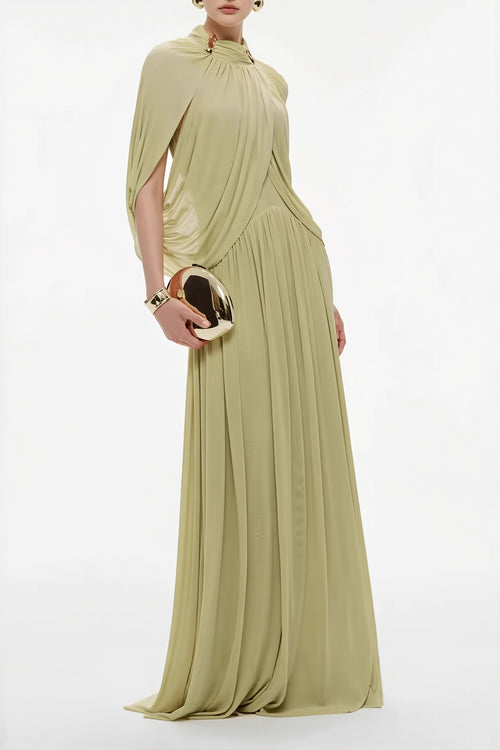 Cross-Front Ruffle Maxi Dress