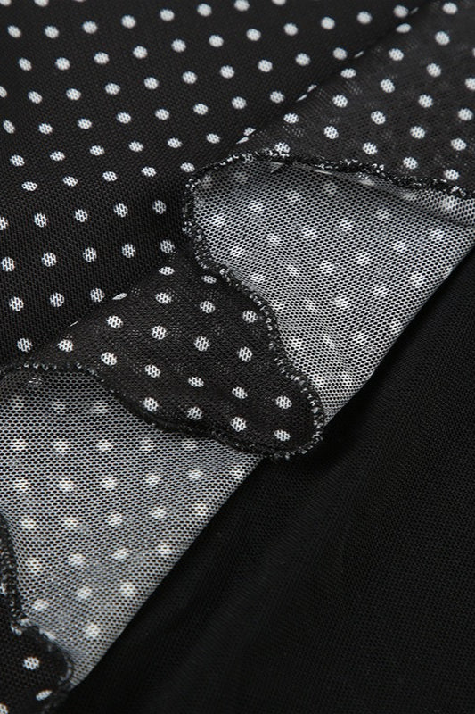Polka Dot Mesh A-Line Midi Skirt