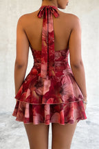Floral Halter-Tie Mini Dress