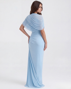 Camilla Blue Draped Shawl Maxi Dress