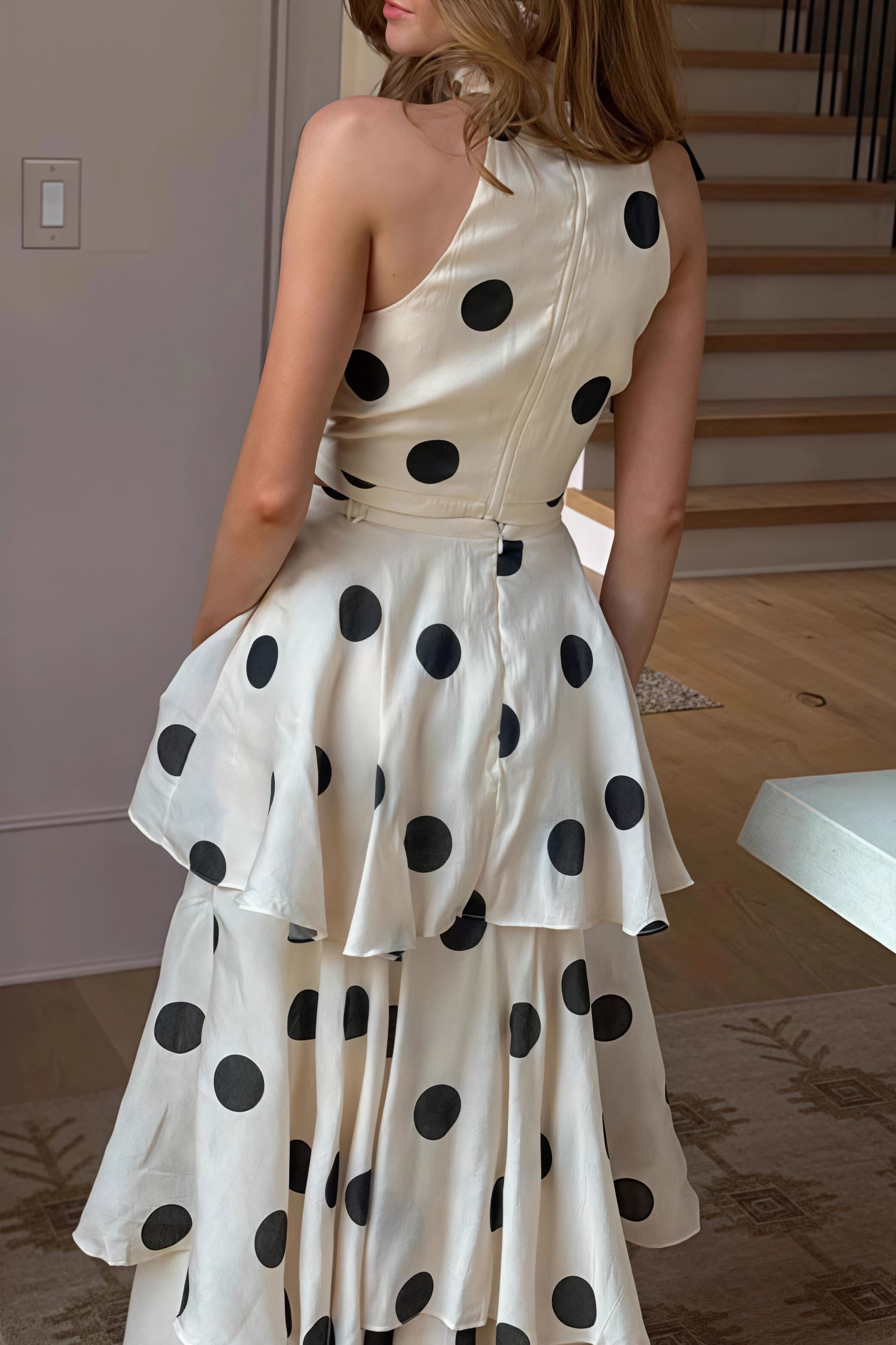 Polka Dot Halter Tiered Skirt Set