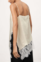 V-Neck Lace-Trim Patchwork Cami Top