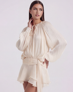 Giovanna Cream Long-Sleeve Mini Dress