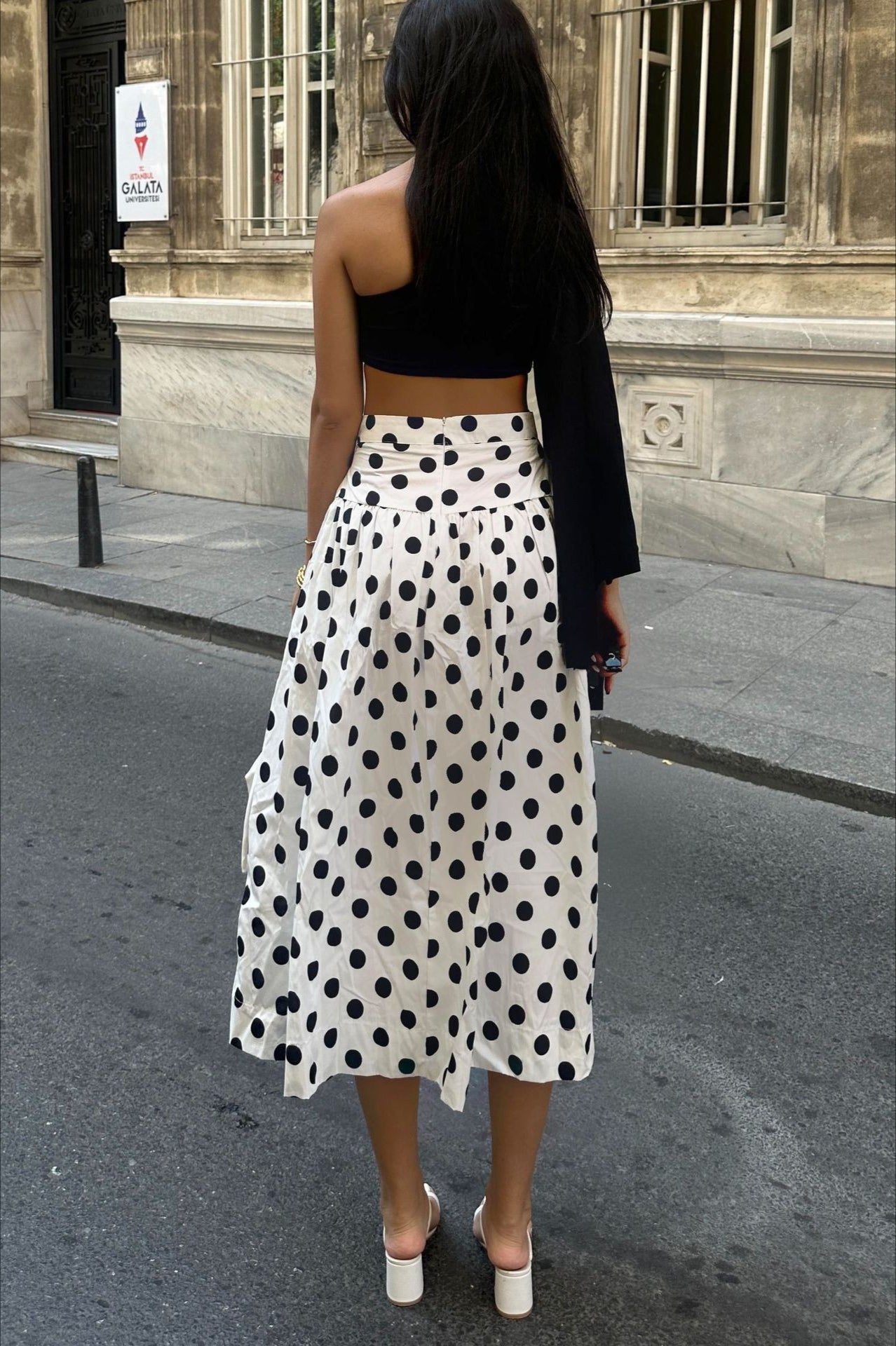 Polka Dot High-Waist A-Line Skirt