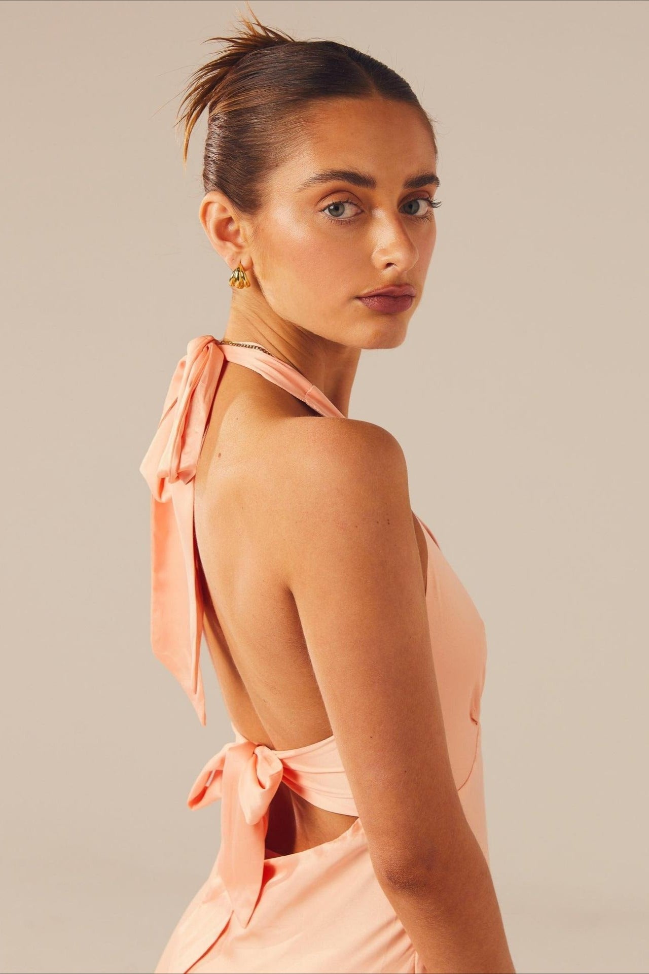 Solid V-Neck Slim Maxi Dress