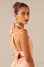 Solid V-Neck Slim Maxi Dress