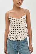 Polka Dot Ruffle Tie-Back Cami Top
