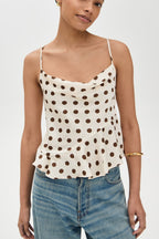 Polka Dot Ruffle Tie-Back Cami Top