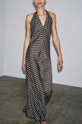 Polka Dot Halter-Neck Maxi Dress