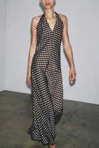 Polka Dot Halter-Neck Maxi Dress