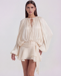 Giovanna Cream Long-Sleeve Mini Dress